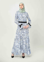 Bluebell Charm Maxi Dress – Ribbon Edition - Cobalt Bloom by Minnaba